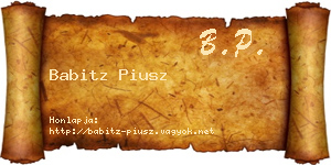 Babitz Piusz névjegykártya